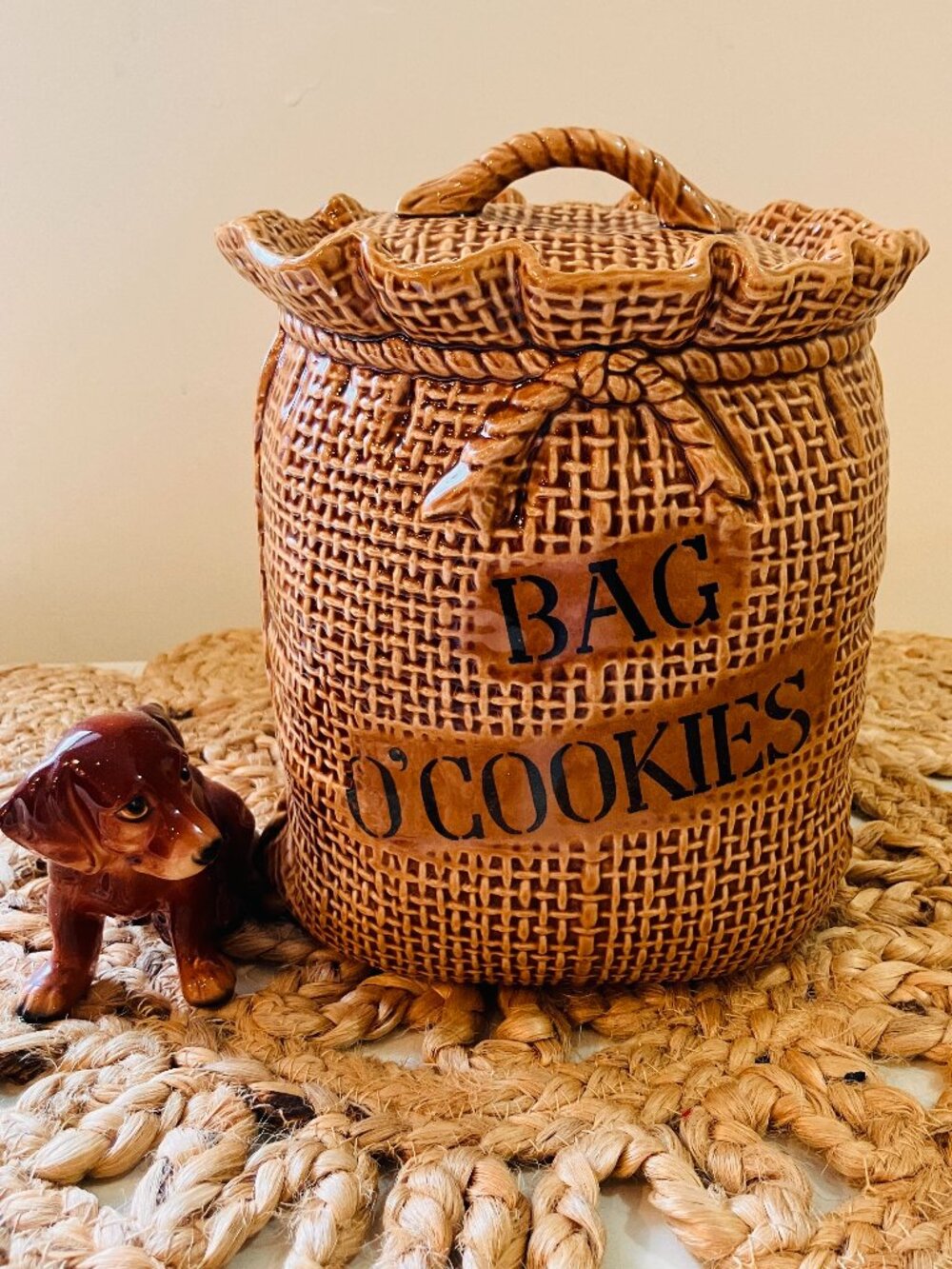 Vintage Lefton Cookie Jar Bag O Cookies